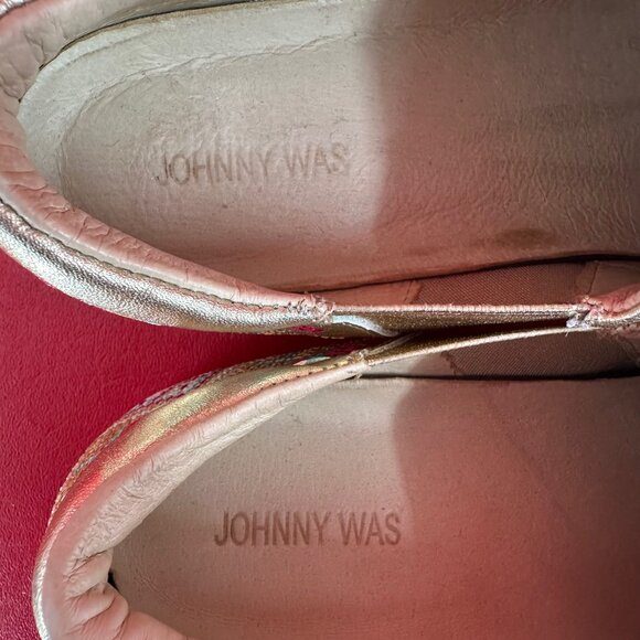 Johnny Was Embroidered Gold VInny Morraco Slip On Loafer Sneakers Shoes 39 US 9 - Picture 8 of 10